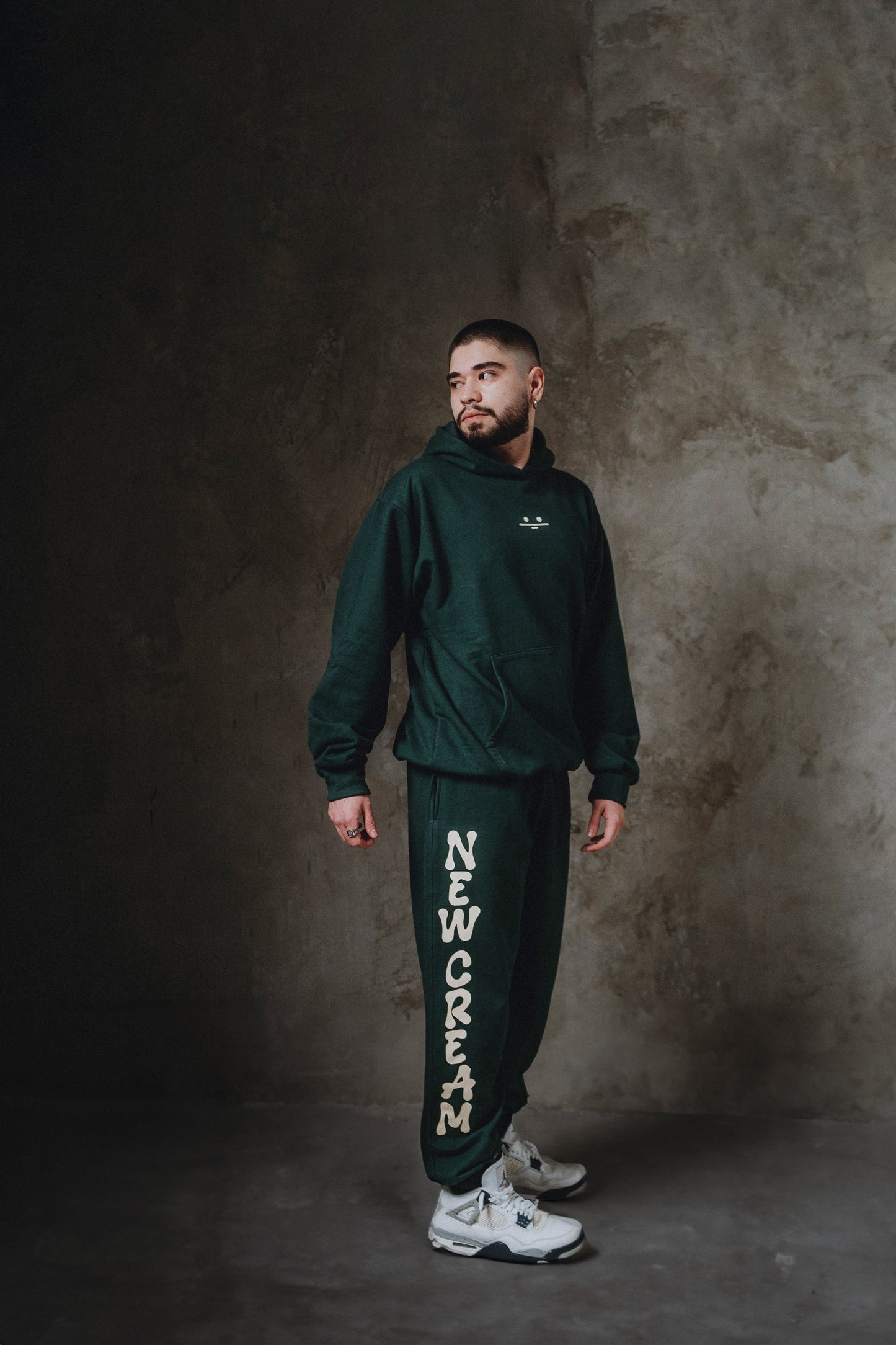 Pine Green cream hoodie