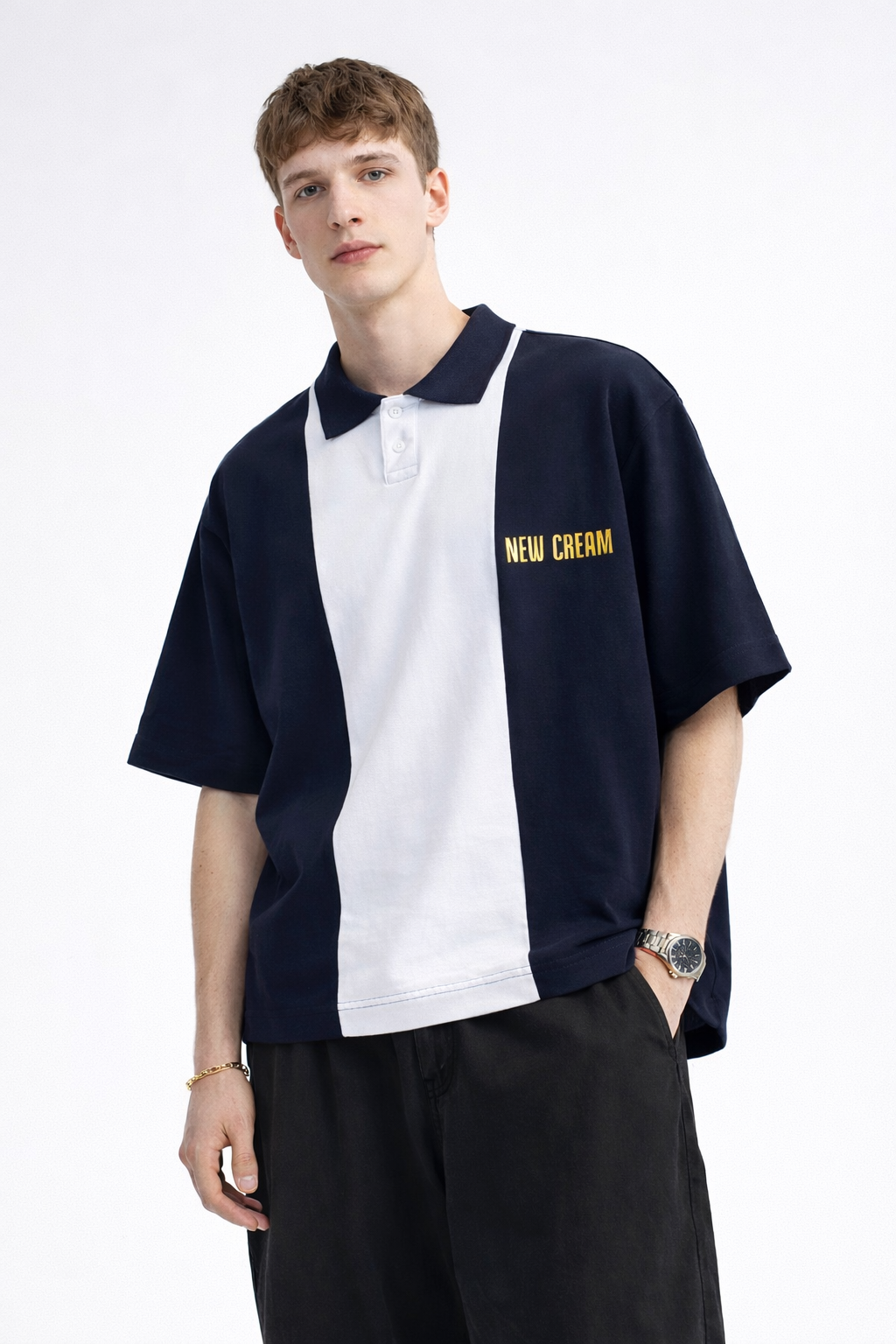 White & Blue polo Cream