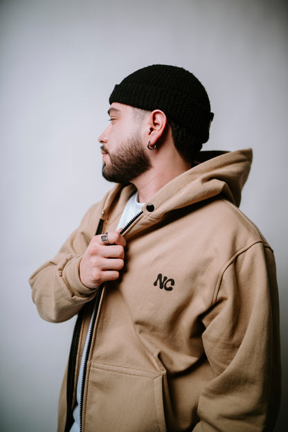 Zipper Cream Hoodie